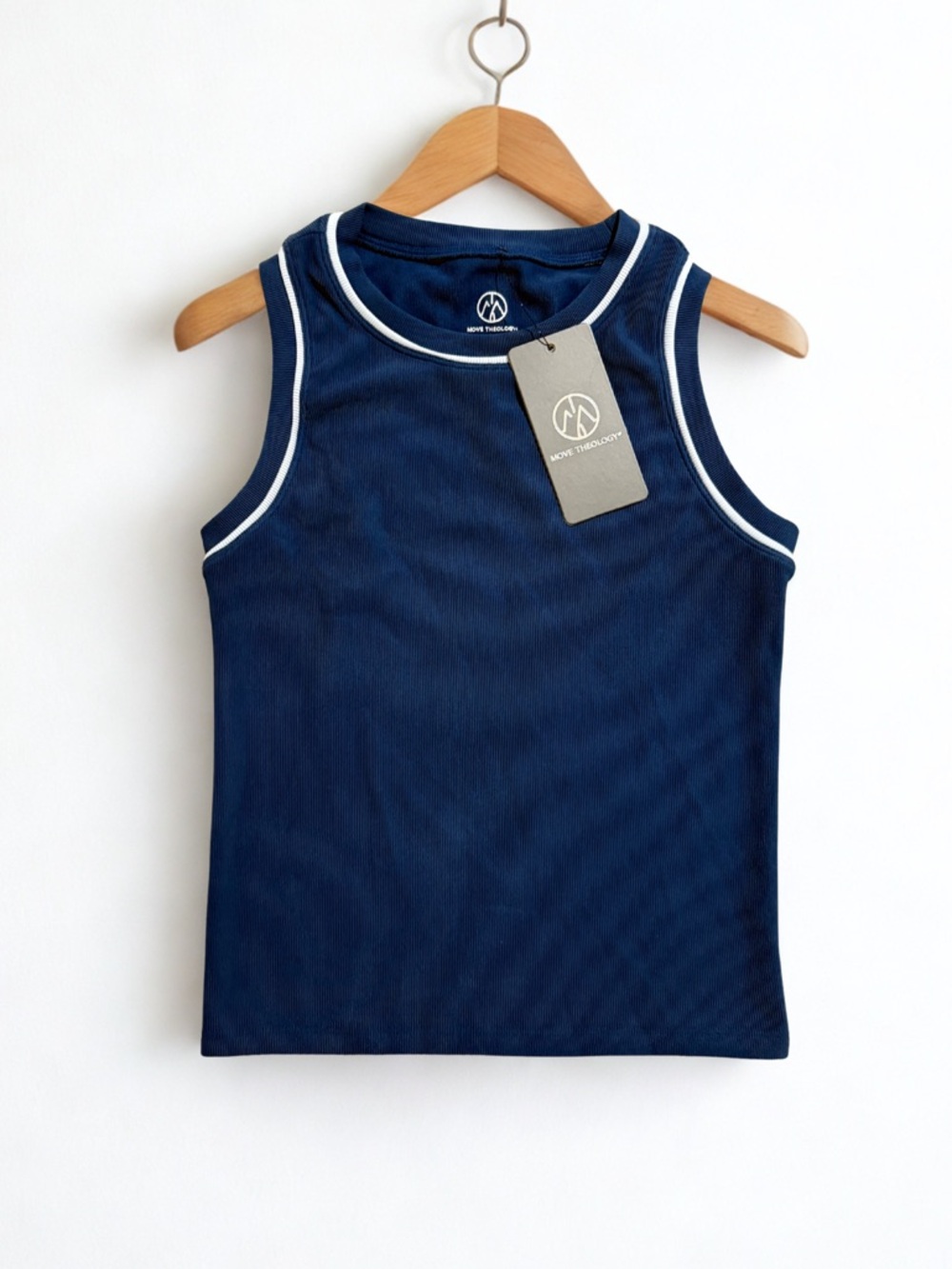 NWT Move Theology Navy Ribbed Tank Top | Size Small | PTP 14"